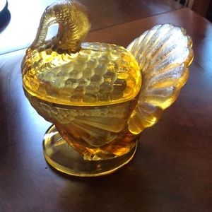 Vintage rich amber 2pc Turkey dish